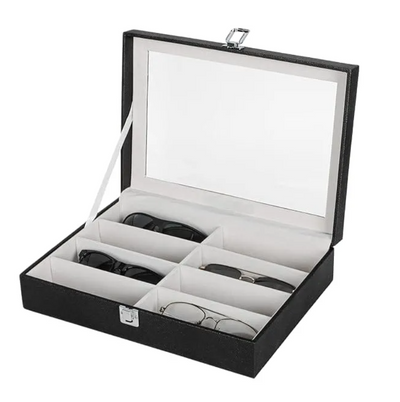 PU Leather 8-Slot Sunglasses Box โ Perfect Gift for Sunglasses Lovers Black & Brown